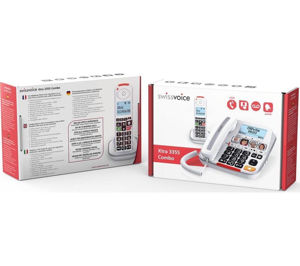 Teléfono inalámbrico SWISSVOICE Xtra 3355 Combo para casa - Doble terminal, Blanco