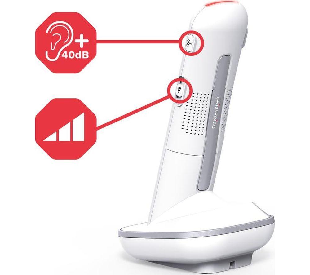 Teléfono inalámbrico SWISSVOICE Xtra 3355 Combo para casa - Doble terminal, Blanco