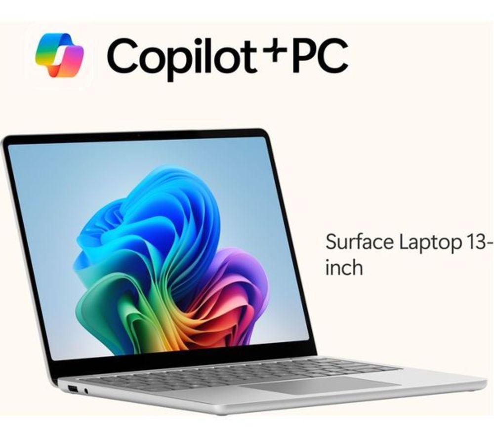 MICROSOFT Surface Laptop 13", Copilot+ PC - Snapdragon X Plus, 512 GB SSD, Platino