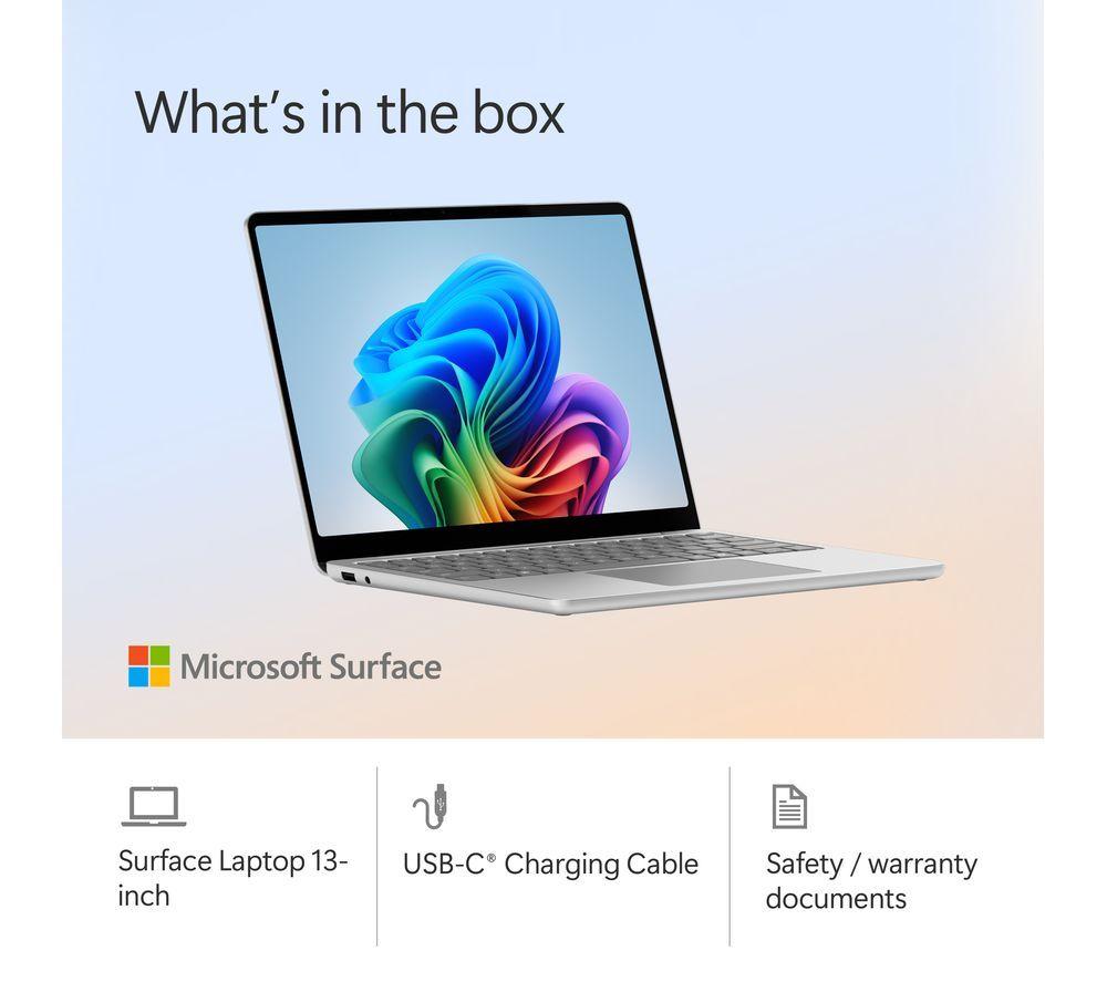 MICROSOFT Surface Laptop 13", Copilot+ PC - Snapdragon X Plus, 256 GB SSD, Platinum