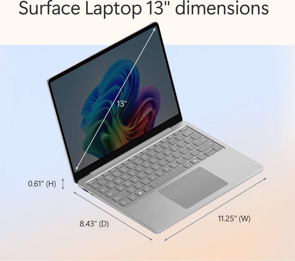 MICROSOFT Surface Laptop 13", Copilot+ PC - Snapdragon X Plus, 256 GB SSD, Platinum