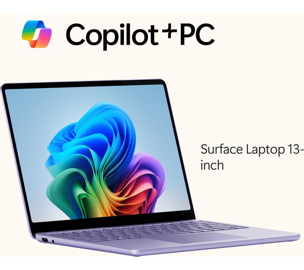 MICROSOFT Surface Laptop 13", Copilot+ PC - Snapdragon X Plus, 512 GB SSD, Purple
