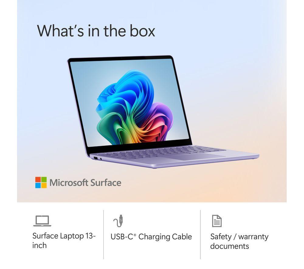 MICROSOFT Surface Laptop 13", Copilot+ PC - Snapdragon X Plus, 512 GB SSD, Purple