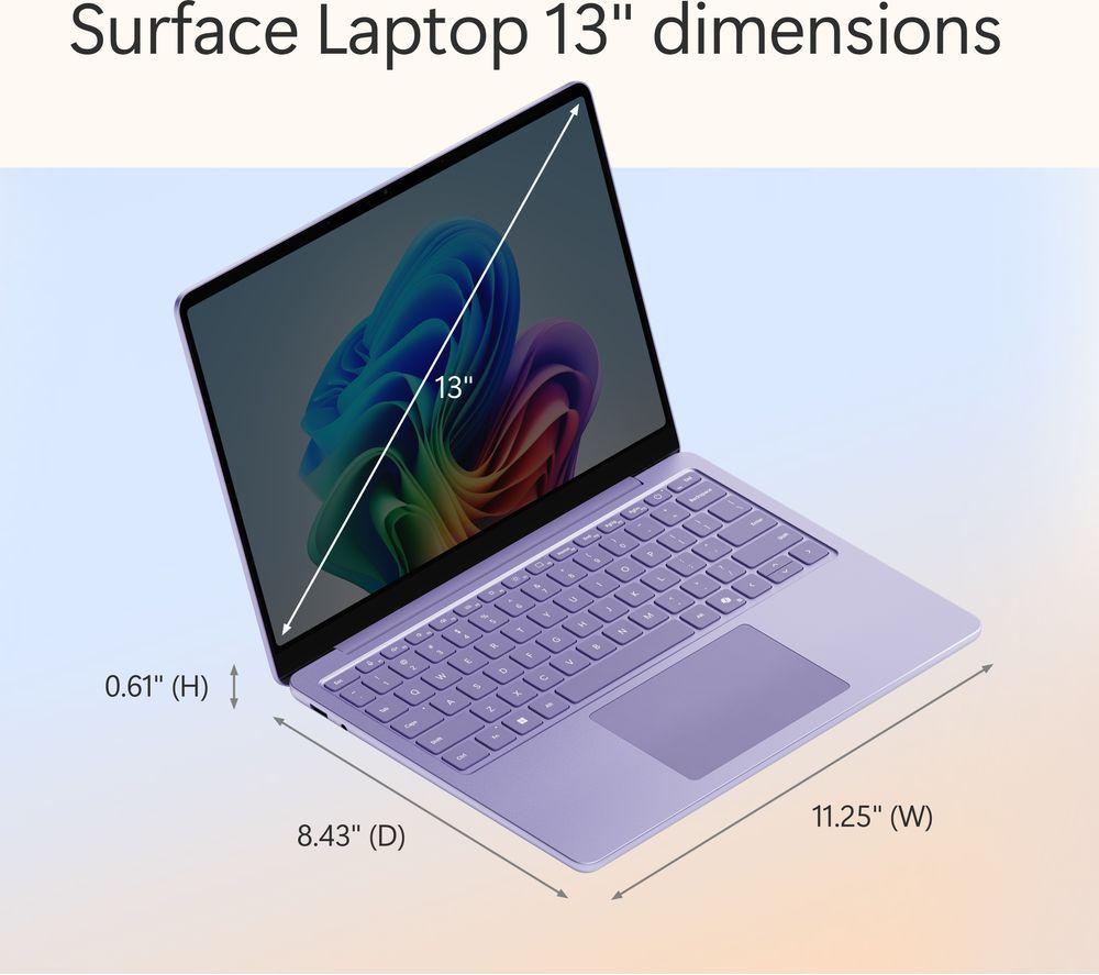 MICROSOFT Surface Laptop 13", Copilot+ PC - Snapdragon X Plus, 512 GB SSD, Purple