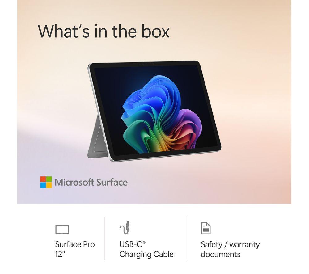 MICROSOFT Surface Pro 12", PC Copilot+ - Snapdragon X Plus, 256 GB SSD, Platino