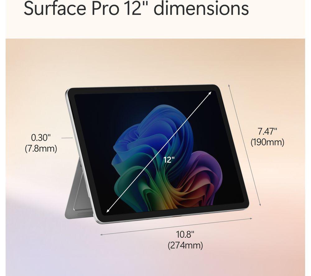 MICROSOFT Surface Pro 12", PC Copilot+ - Snapdragon X Plus, 256 GB SSD, Platino