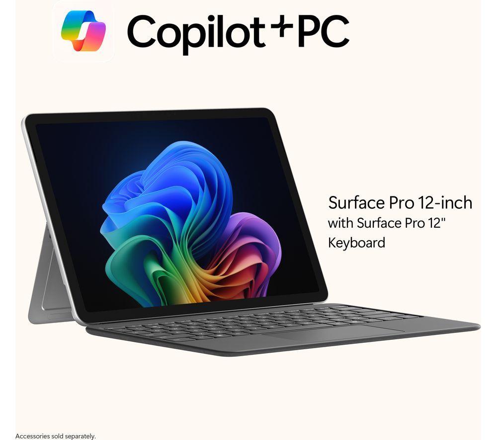 MICROSOFT Surface Pro 12", PC Copilot+ - Snapdragon X Plus, 256 GB SSD, Platino