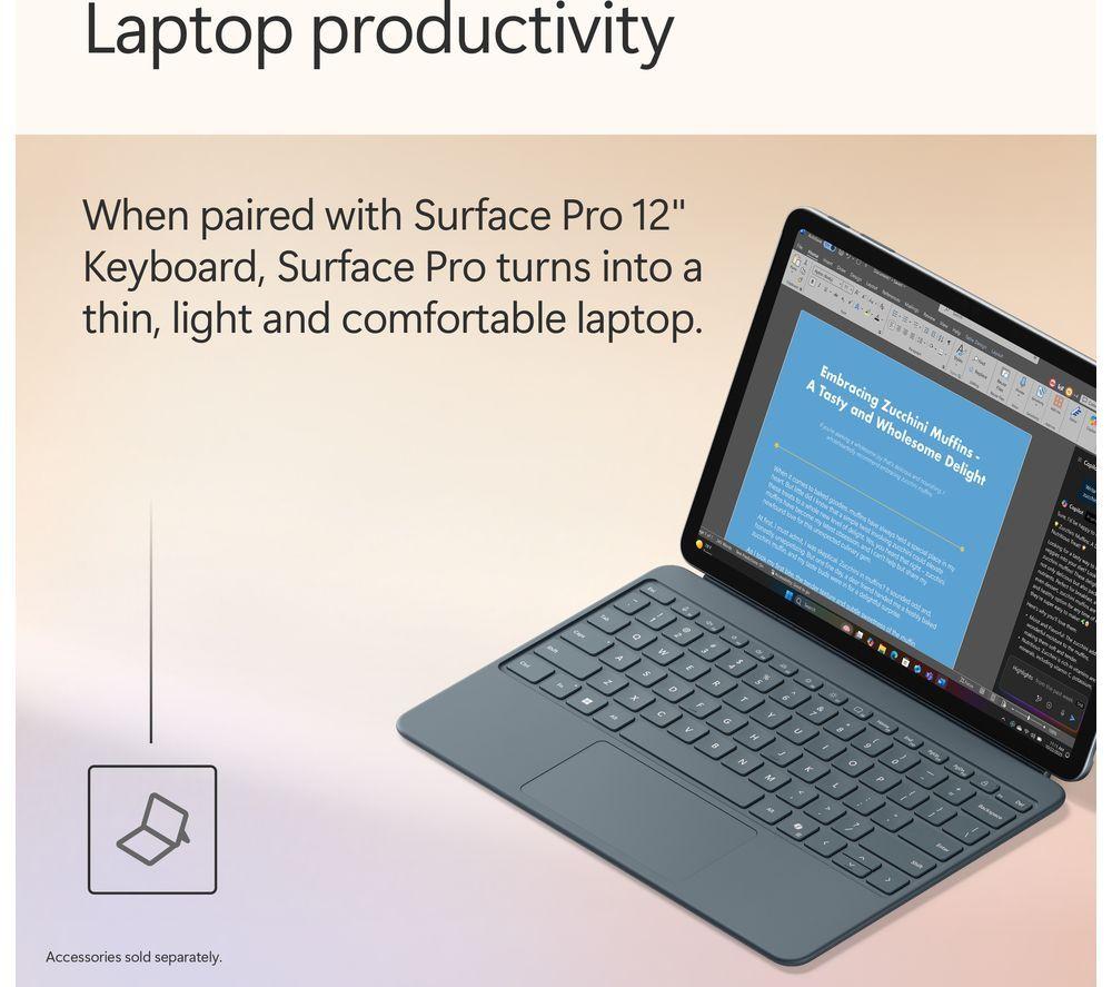 MICROSOFT Microsoft Surface Pro 12", Copilot+ PC - Snapdragon X Plus, 512 GB SSD, Ocean