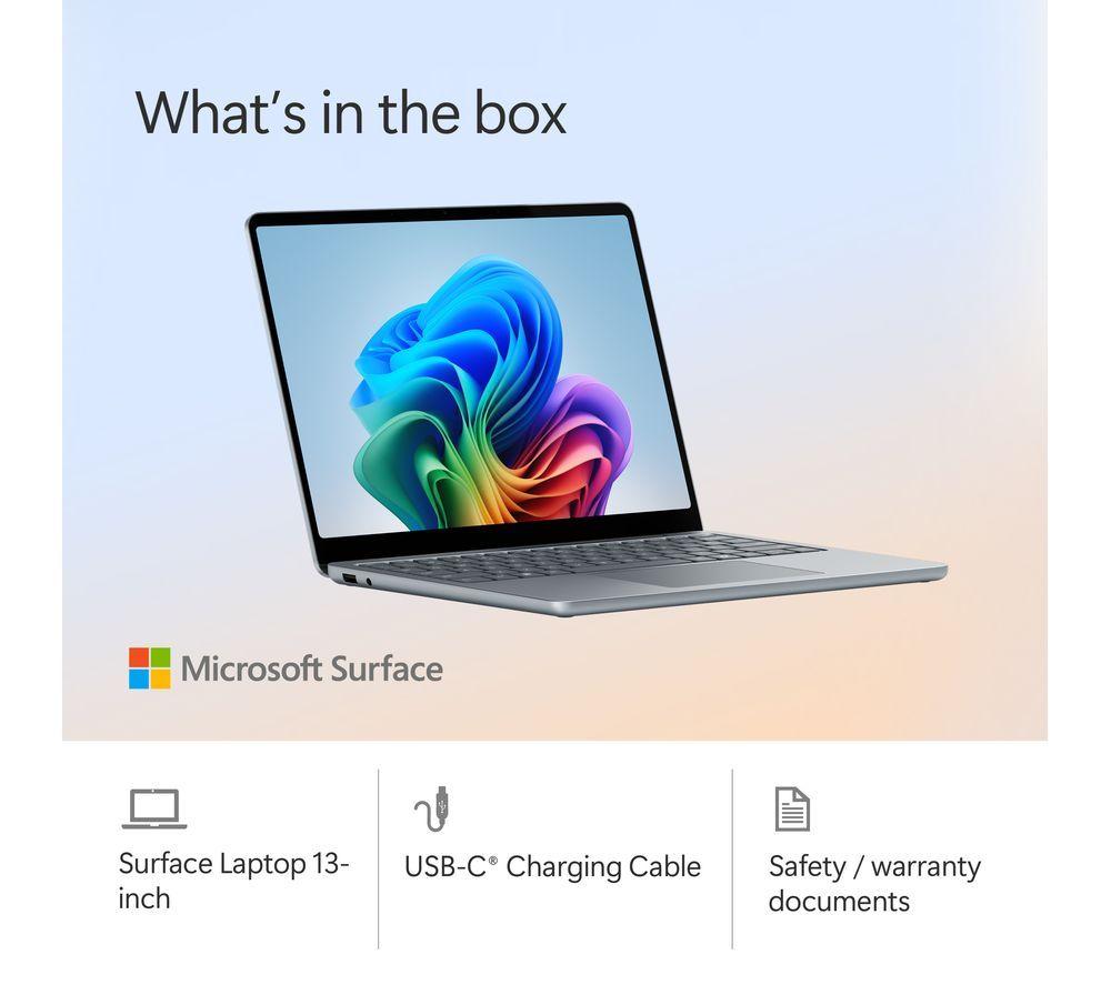 MICROSOFT Surface Laptop 13", Copilot+ PC - Snapdragon X Plus, 512 GB SSD, Ocean