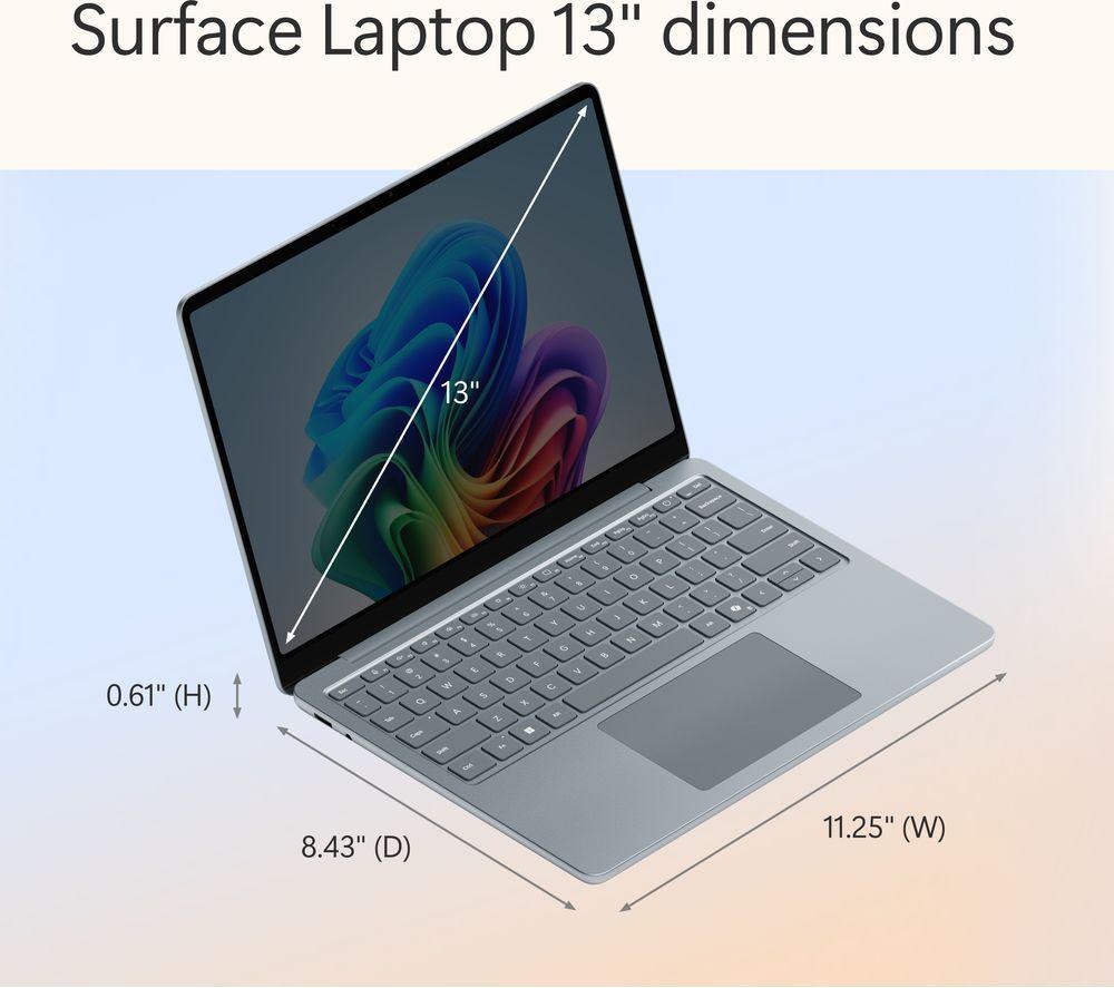 MICROSOFT Surface Laptop 13", Copilot+ PC - Snapdragon X Plus, 512 GB SSD, Ocean