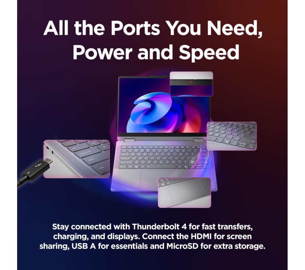 Portátil 2 en 1 LENOVO Yoga 7 de 14", Copilot+ PC - Intel® Core™ Ultra 5, SSD de 512 GB, Gris Luna