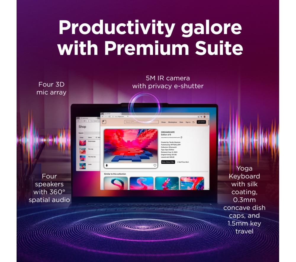 Portátil LENOVO Yoga Slim 7 Aura Edition 14", Copilot+ PC - Intel® Core™ Ultra 5, 512 GB SSD, Gris