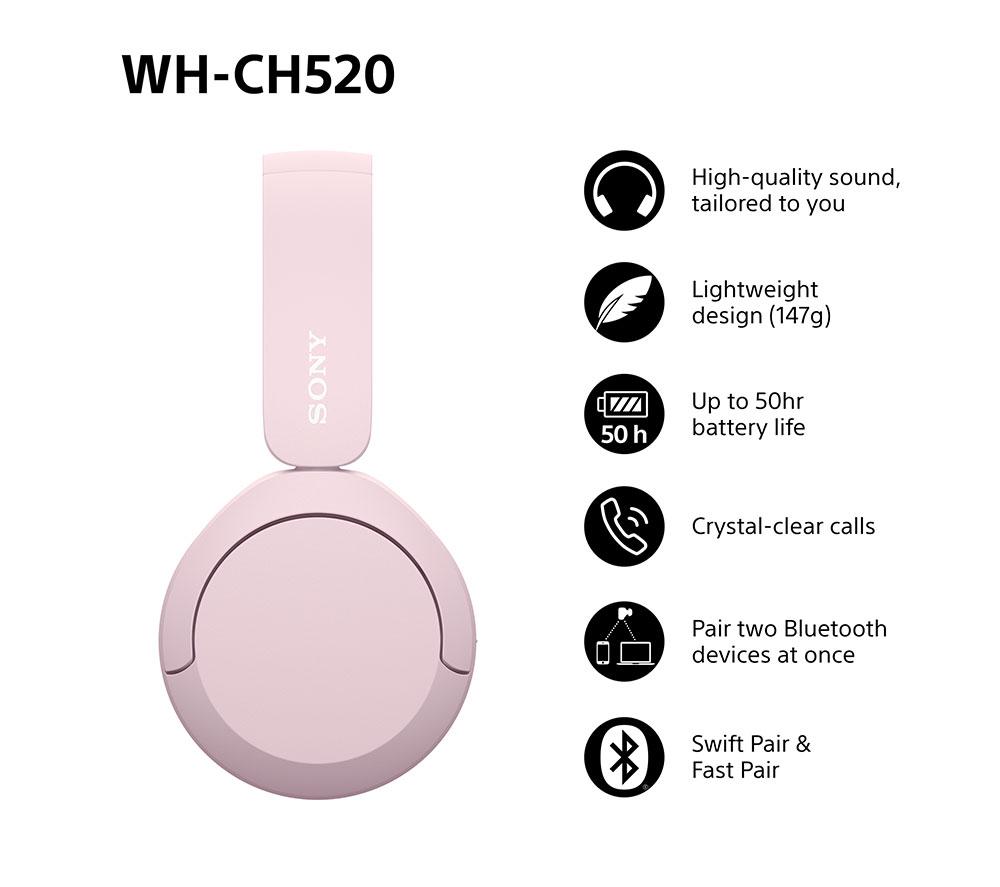 Auriculares inalámbricos Bluetooth SONY WH-CH520P - Rosa