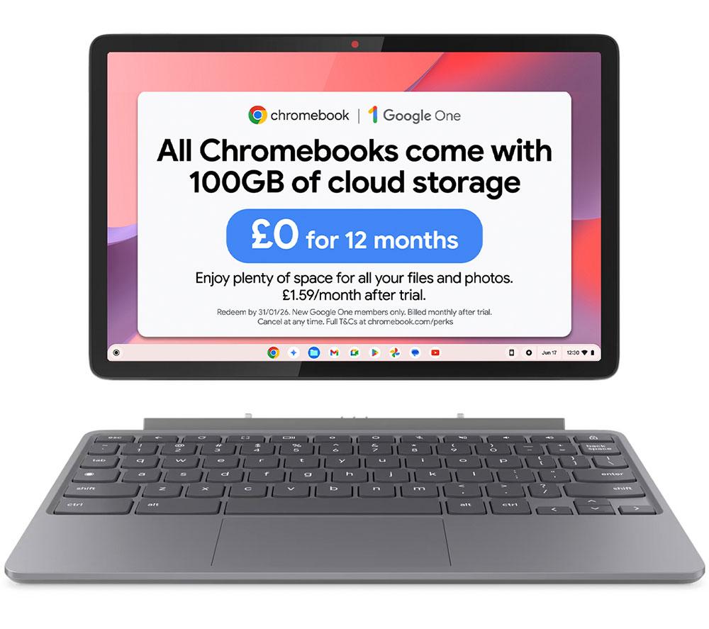 LENOVO Duet 10.95" 2 in 1 Chromebook - MediaTek Kompanio 838, 128 GB eMMC, Grey