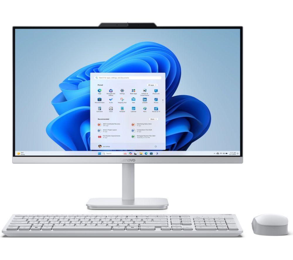 LENOVO A100 23.8" All-in-One PC - Intel® Core i3-N305, 512 GB SSD, Cloud Grey