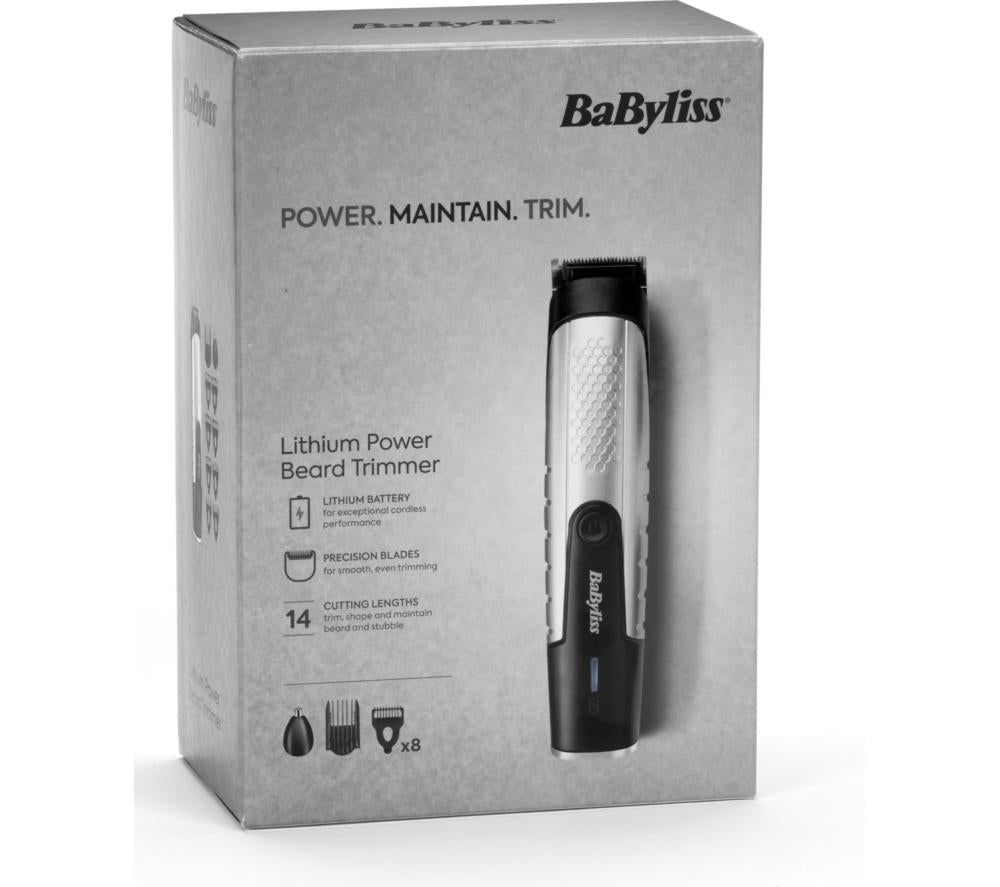 Recortadora de Barba BaByliss T812U Lithium Power Wet & Dry - Plata y Negro