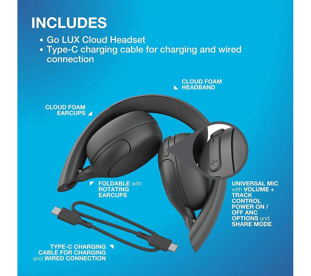 Auriculares inalámbricos con cancelación de ruido JLAB Go Lux Bluetooth - Grafito