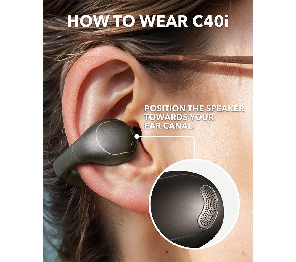 SOUNDCORE C40i Open-Ear Wireless Bluetooth Earbuds - Dark Grey