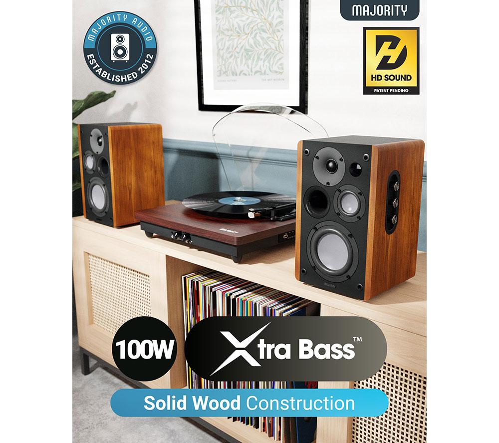 Altavoces de estantería Bluetooth MAJORITY D100 - Negro y madera