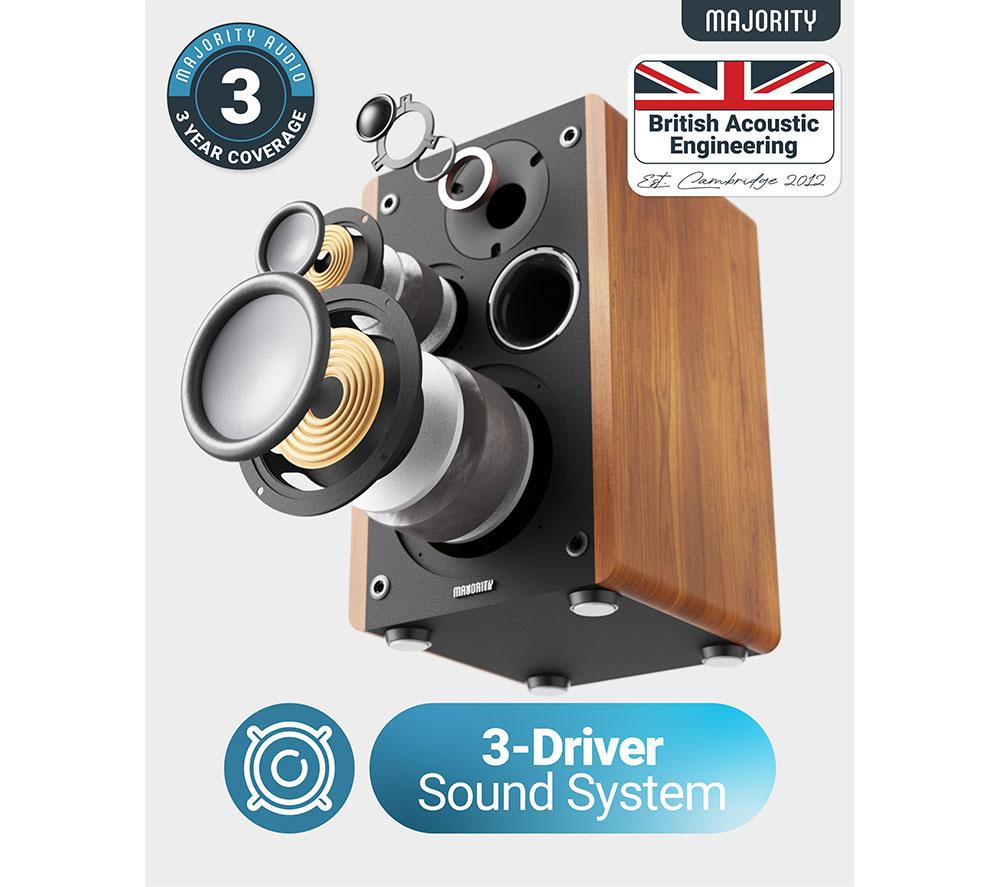 Altavoces de estantería Bluetooth MAJORITY D100 - Negro y madera
