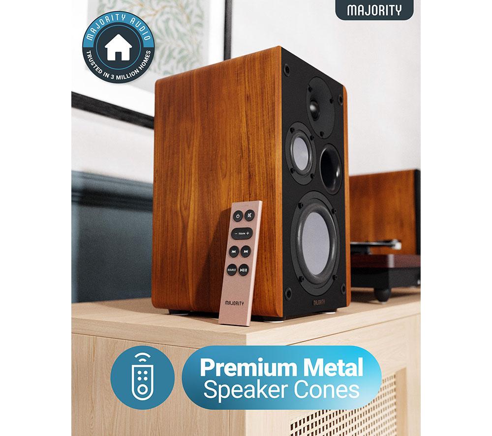Altavoces de estantería Bluetooth MAJORITY D100 - Negro y madera