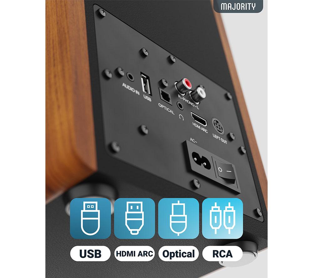 Altavoces de estantería Bluetooth MAJORITY D100 - Negro y madera
