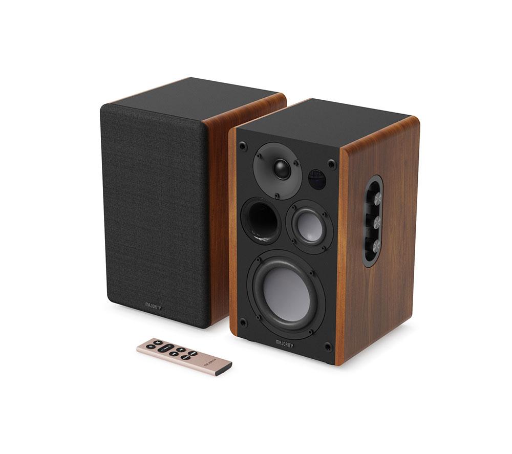 Altavoces de estantería Bluetooth MAJORITY D100 - Negro y madera