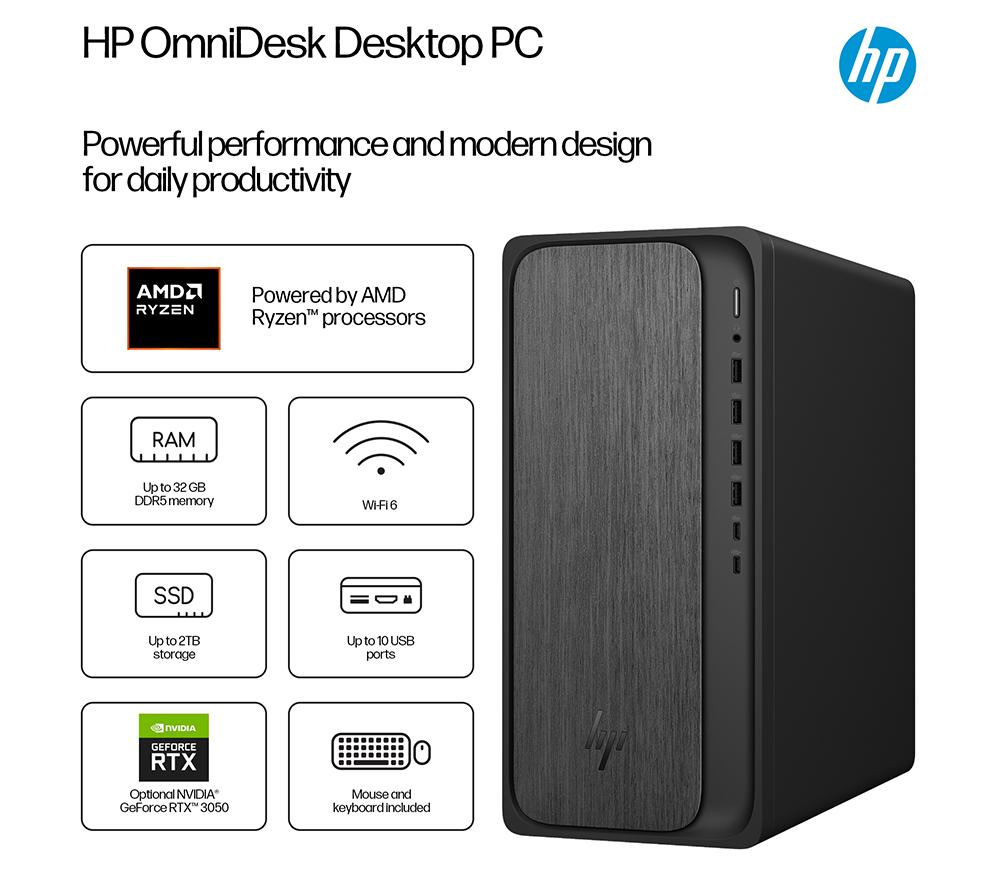 HP OmniDesk M02-0000na Desktop PC - AMD Ryzen 5, 512 GB SSD, Grey Wood