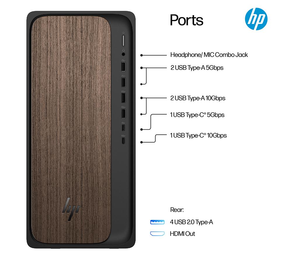 Ordenador de sobremesa con IA HP OmniDesk M03-0001na - Intel® Core™ Ultra 5, 1 TB SSD, madera oscura