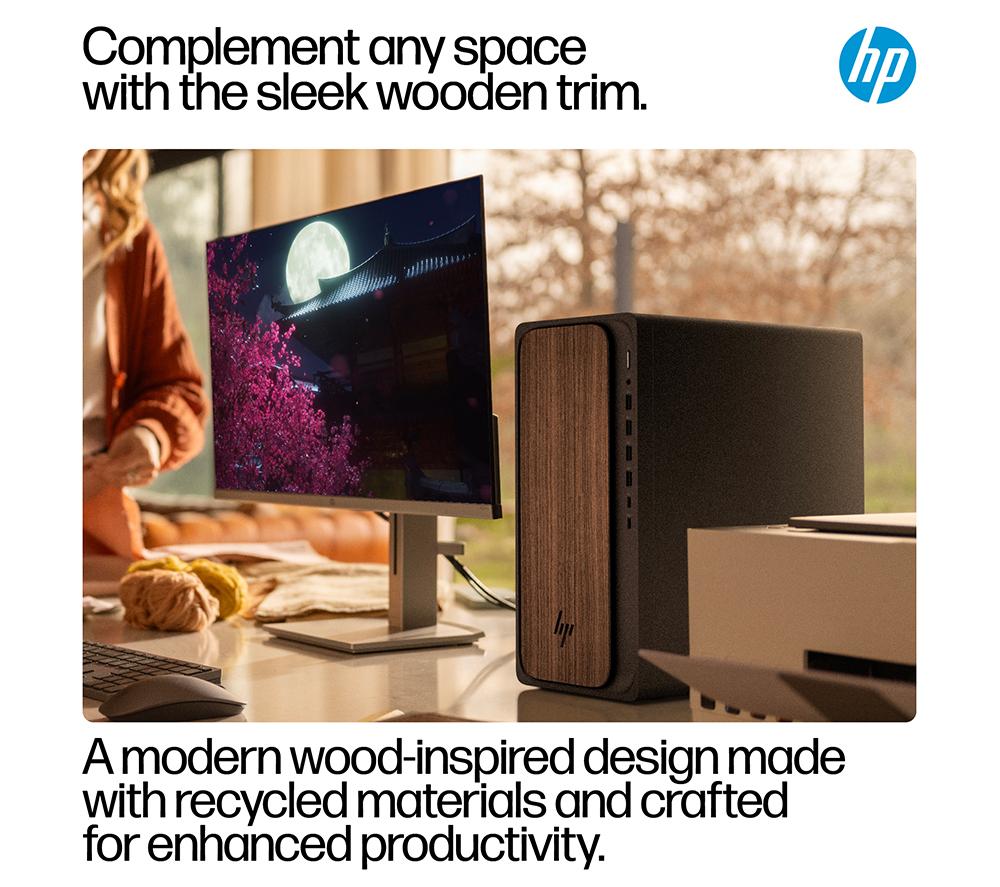 HP OmniDesk M03-0001na AI Desktop PC - Intel® Core™ Ultra 5, 1 TB SSD, Dark Wood