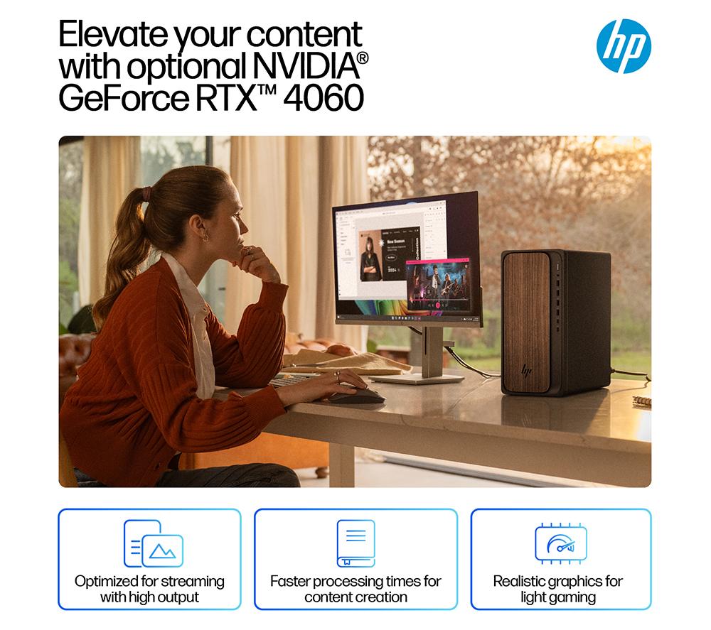 HP OmniDesk M03-0001na AI Desktop PC - Intel® Core™ Ultra 5, 1 TB SSD, Dark Wood