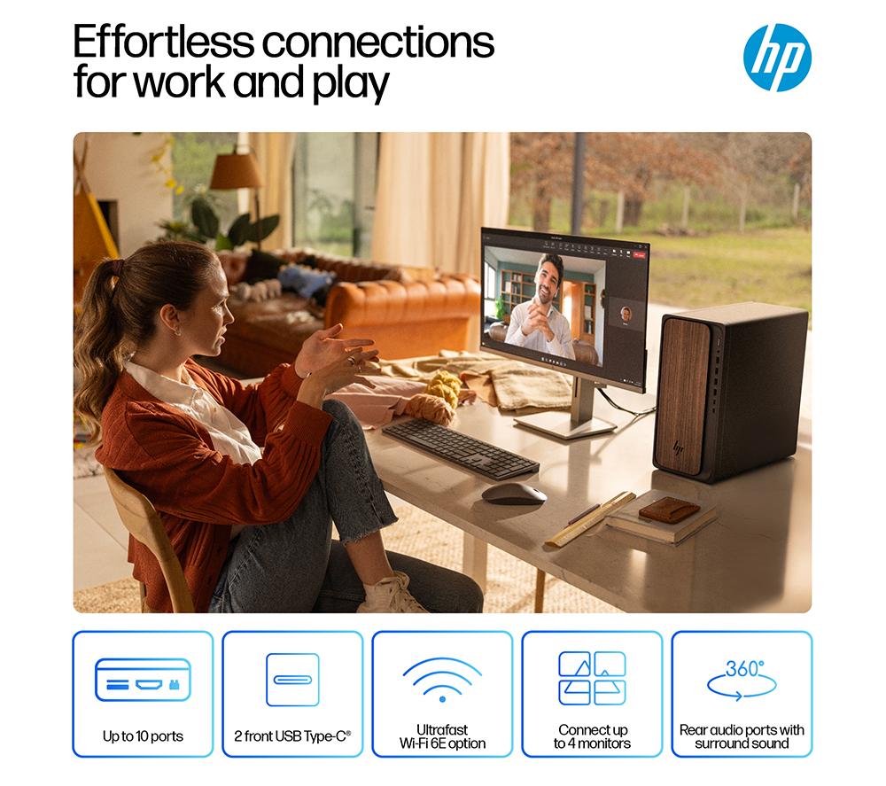 Ordenador de sobremesa con IA HP OmniDesk M03-0001na - Intel® Core™ Ultra 5, 1 TB SSD, madera oscura