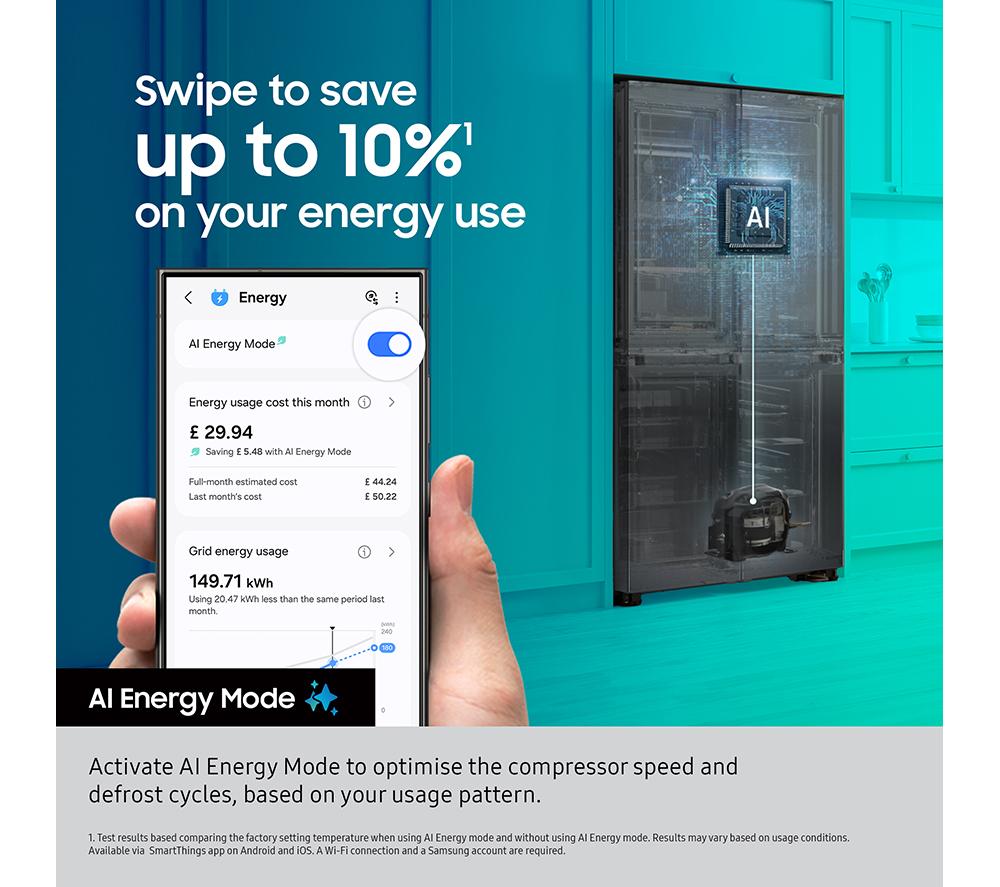 SAMSUNG Bespoke AI Series 8 SpaceMax RM70F67RDREU Frigorífico combi inteligente de 669 L - Acero inoxidable