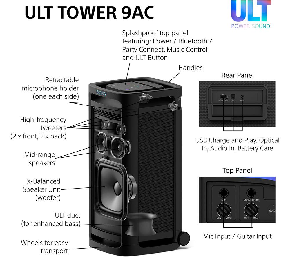 SONY ULT Tower 9AC Bluetooth Party Speaker - Black