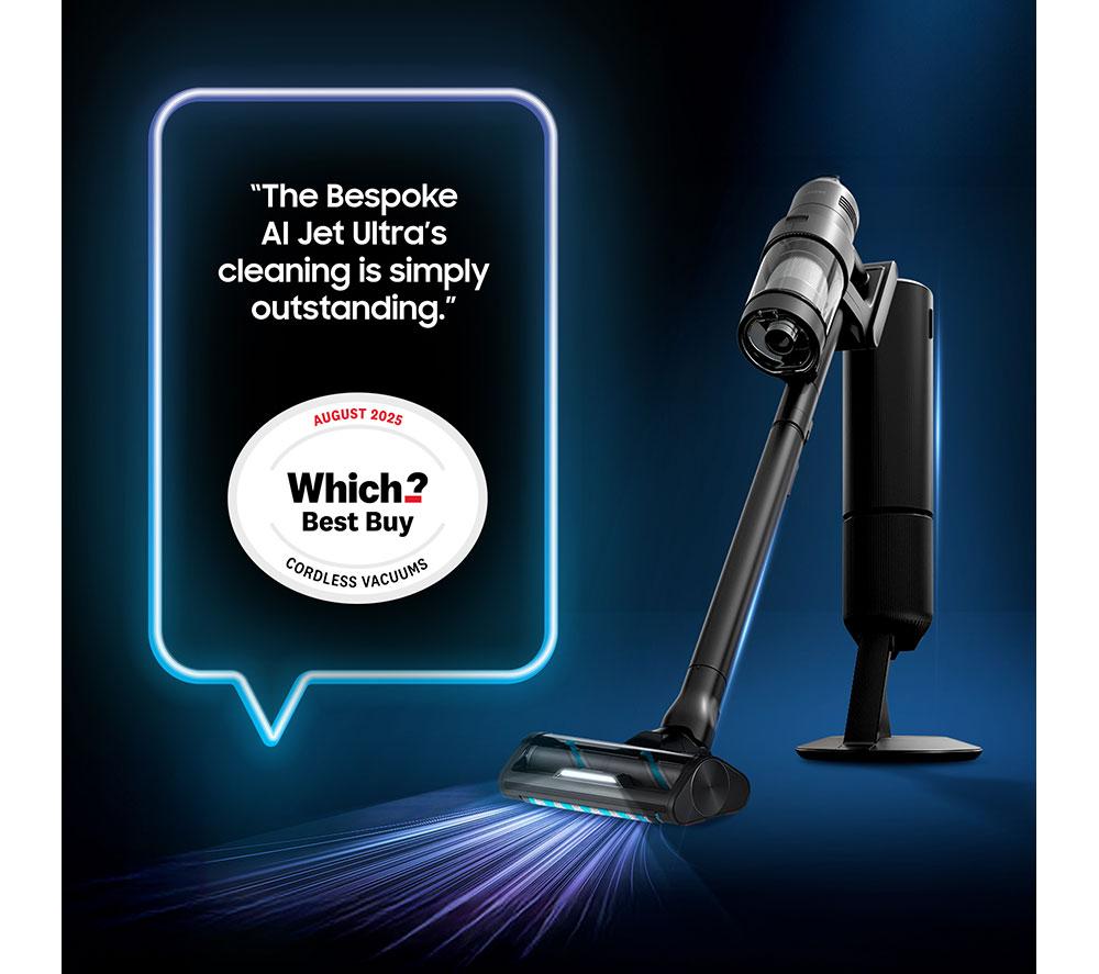 Aspiradora sin cable SAMSUNG Bespoke AI Jet Ultra Max con potencia de succión de 400W VS90F40DEK/EU y limpieza con IA - Negro Satinado