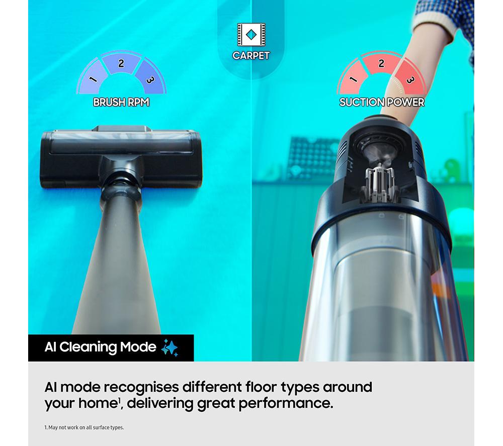 Aspiradora sin cable SAMSUNG Bespoke AI Jet Ultra Max con potencia de succión de 400W VS90F40DEK/EU y limpieza con IA - Negro Satinado