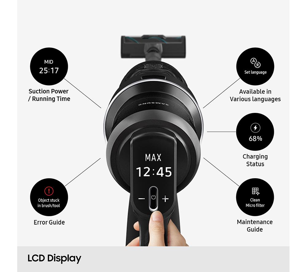 Aspiradora sin cable SAMSUNG Bespoke AI Jet Ultra Max con potencia de succión de 400W VS90F40DEK/EU y limpieza con IA - Negro Satinado