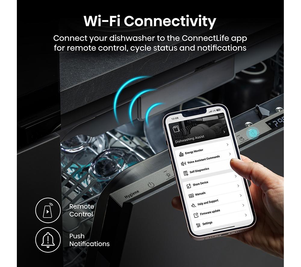 Lavavajillas totalmente integrado de tamaño completo Hisense UV Clean HV693A60UVADUK con WiFi