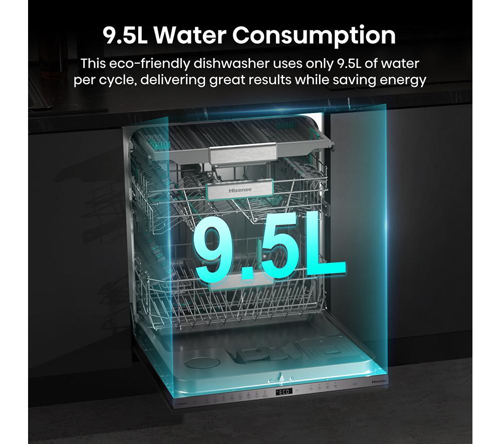Lavavajillas totalmente integrado de tamaño completo Hisense UV Clean HV693A60UVADUK con WiFi