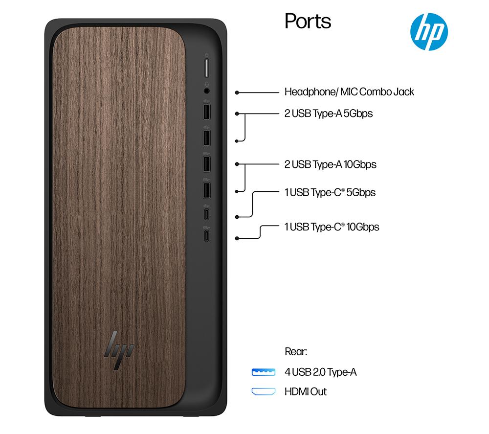 HP OmniDesk M03-0000na AI Desktop PC - Intel® Core™ Ultra 7, 1 TB SSD, Dark Wood