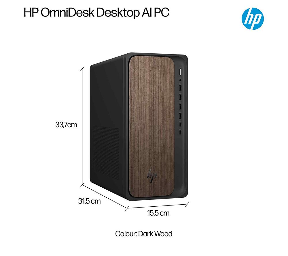 HP OmniDesk M03-0000na AI Desktop PC - Intel® Core™ Ultra 7, 1 TB SSD, Dark Wood