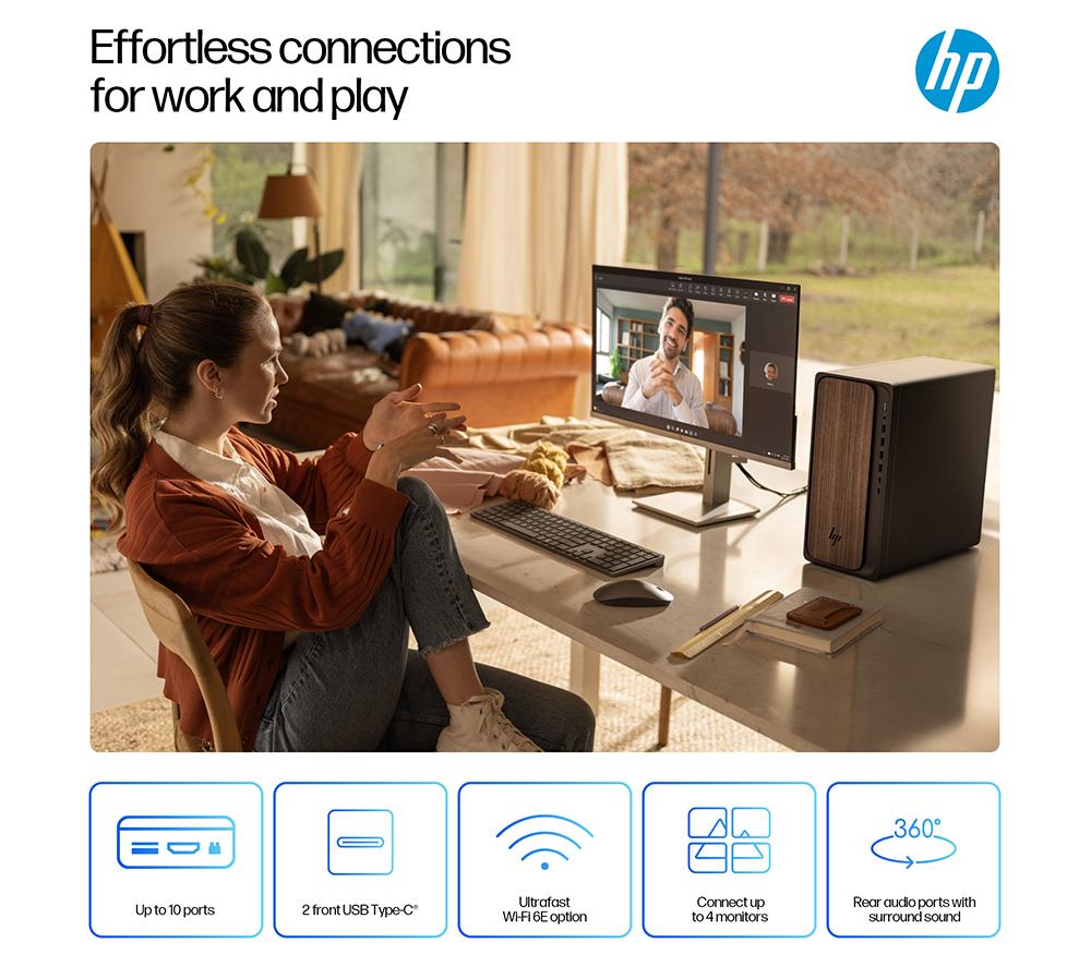 HP OmniDesk M03-0000na AI Desktop PC - Intel® Core™ Ultra 7, 1 TB SSD, Dark Wood