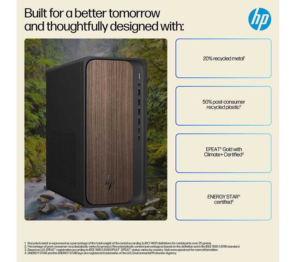 HP OmniDesk M03-0000na AI Desktop PC - Intel® Core™ Ultra 7, 1 TB SSD, Dark Wood