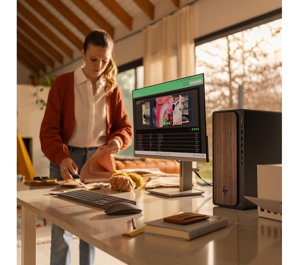 HP OmniDesk M03-0000na AI Desktop PC - Intel® Core™ Ultra 7, 1 TB SSD, Dark Wood