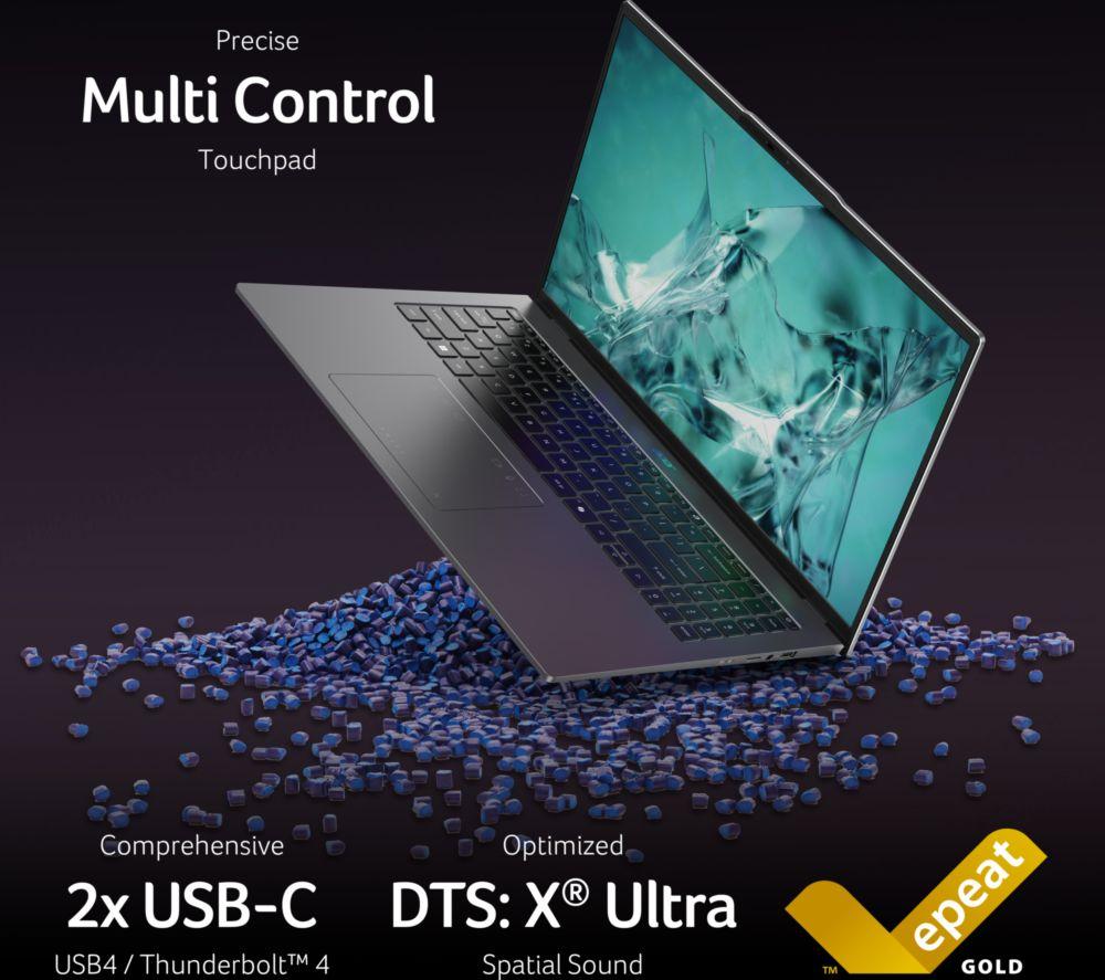 Portátil ACER Swift Go de 16" - Intel® Core™ Ultra 7, SSD de 1 TB, Gris