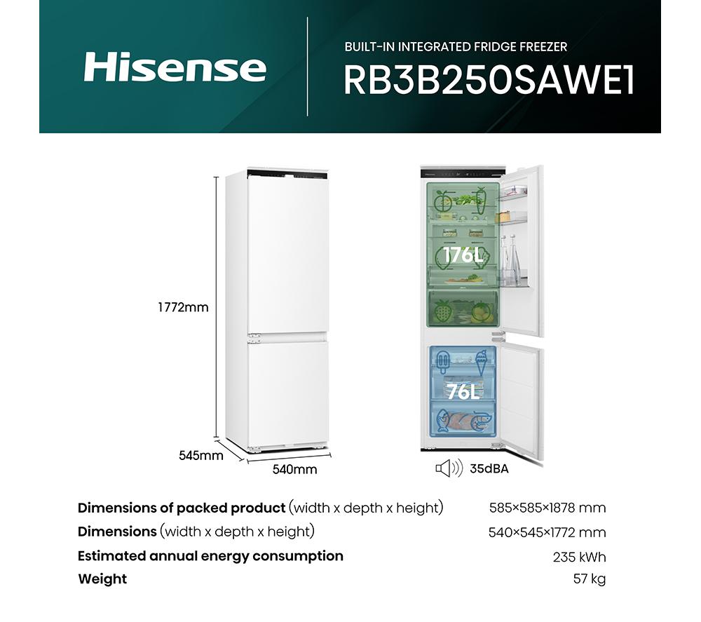 HISENSE RB3B250SAWE1 Frigorífico Combi Integrable Smart 60/40 - Bisagra deslizante