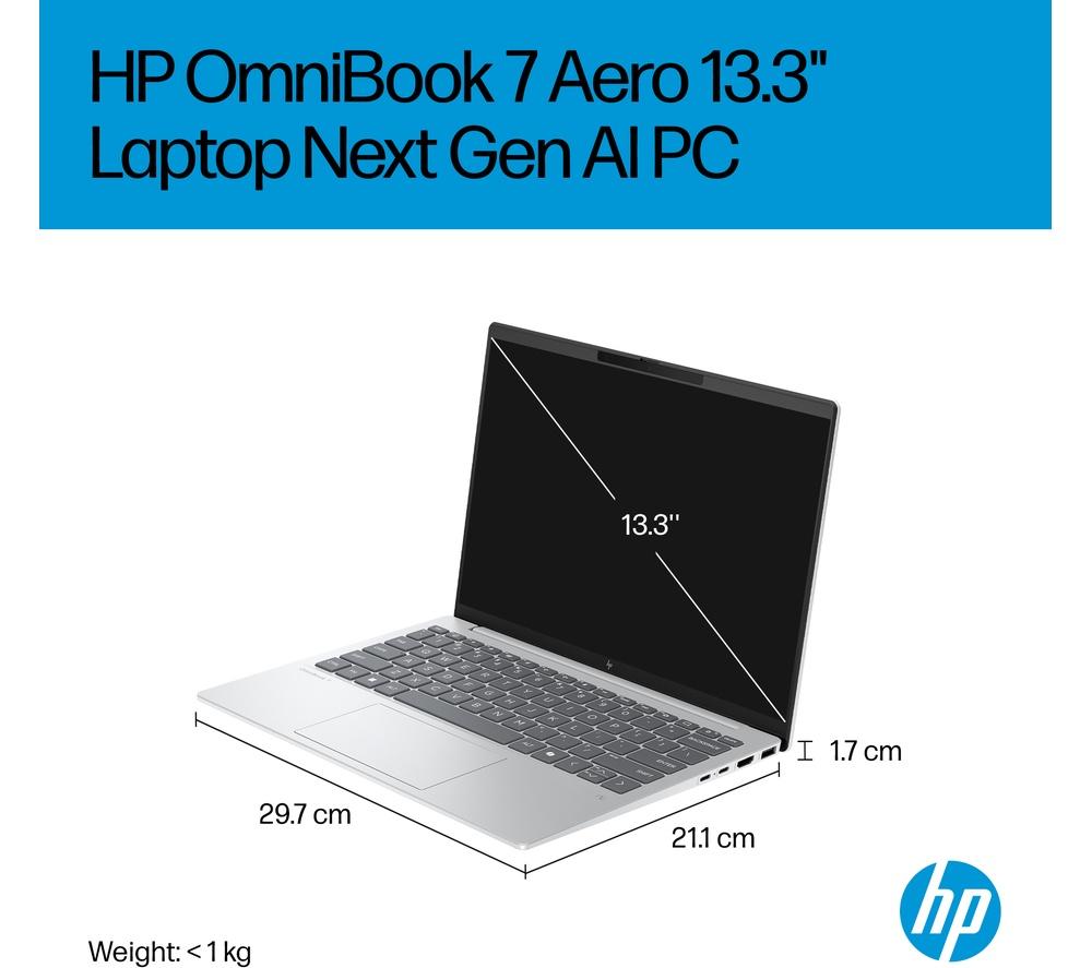 HP OmniBook 7 Aero NGAI 13.3" Laptop - AMD Ryzen AI 5, 512 GB SSD, Glacier Silver