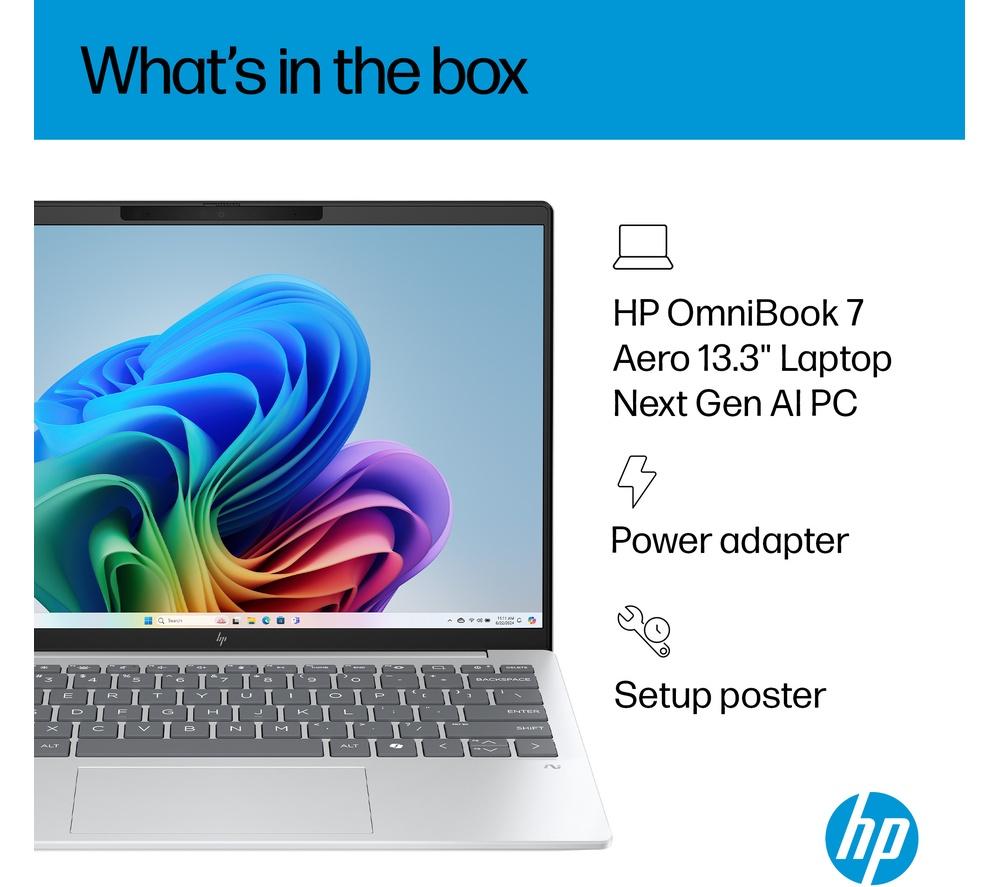 HP OmniBook 7 Aero NGAI 13.3" Laptop - AMD Ryzen AI 5, 512 GB SSD, Glacier Silver