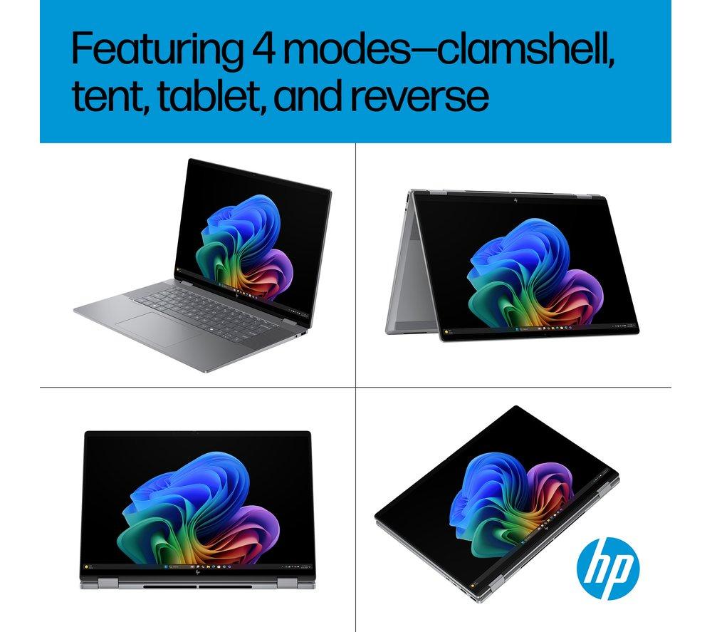 HP OmniBook X Flip NGAI 16" 2 in 1 Laptop - AMD Ryzen AI 5, 512 GB SSD, Meteor Silver