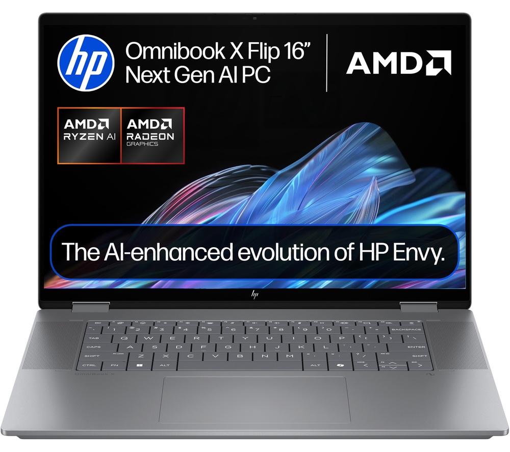HP OmniBook X Flip NGAI 16" 2 in 1 Laptop - AMD Ryzen AI 5, 512 GB SSD, Meteor Silver